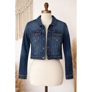 Cropped Denim Jacket Womens Medium Wash Western Cowgirl Rodeo Ranch Festival